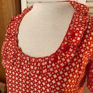 J Crew Coral Orange Print Blouse